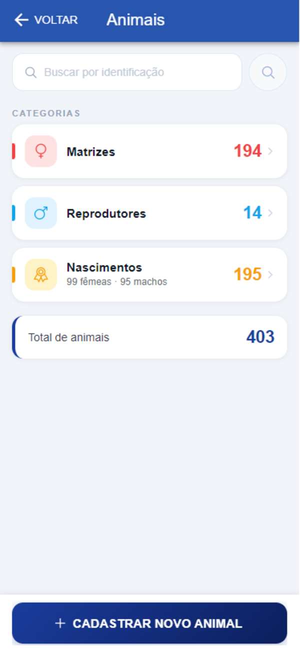 Tela Meu Rebanho do app Rebanho Fácil